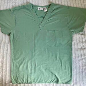 Women's Size Medium Apple Life Teal  V-Neck Scrub Top